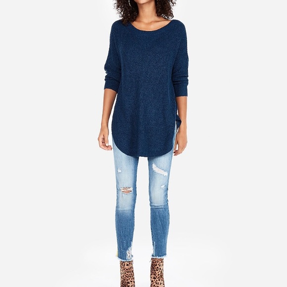 Express Navy Blue Circle Hem Tunic 